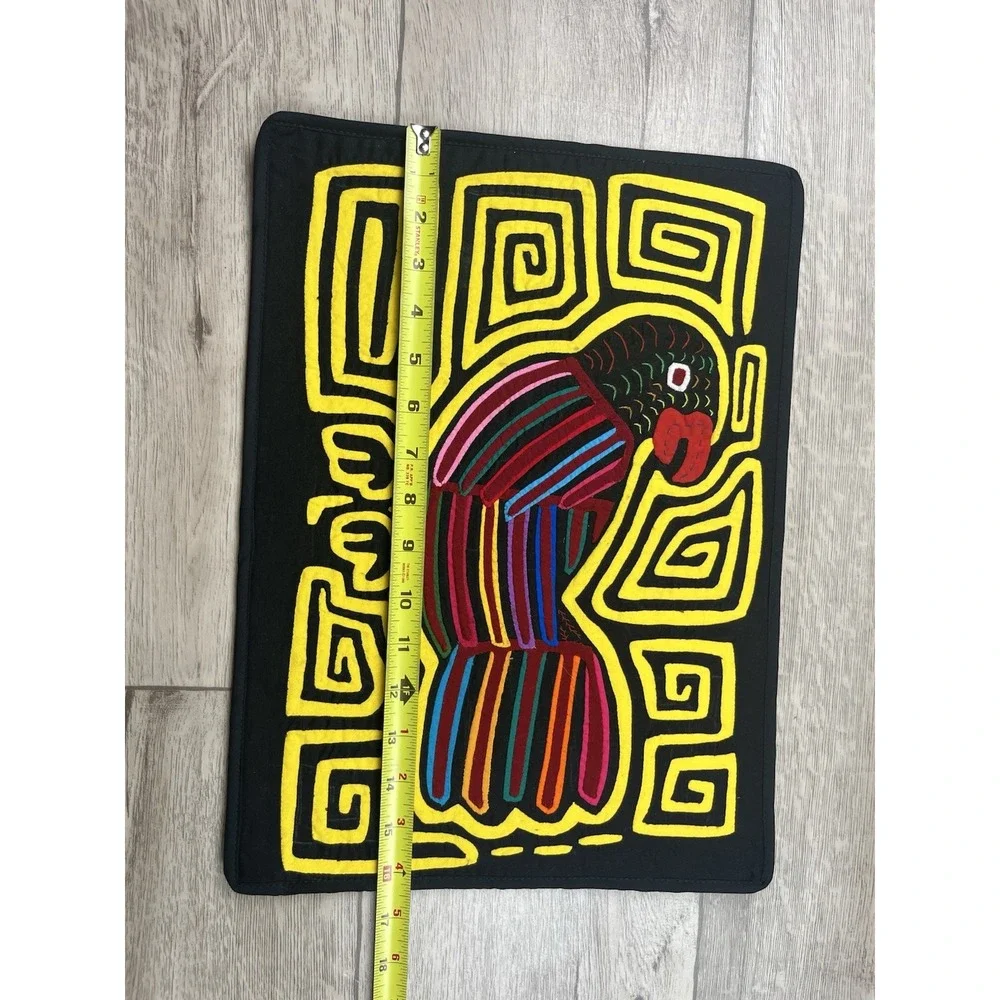 Vintage Mola Kuna Rainbow Bird Tropical Panama Star Folk Art Wall-Art Placemat